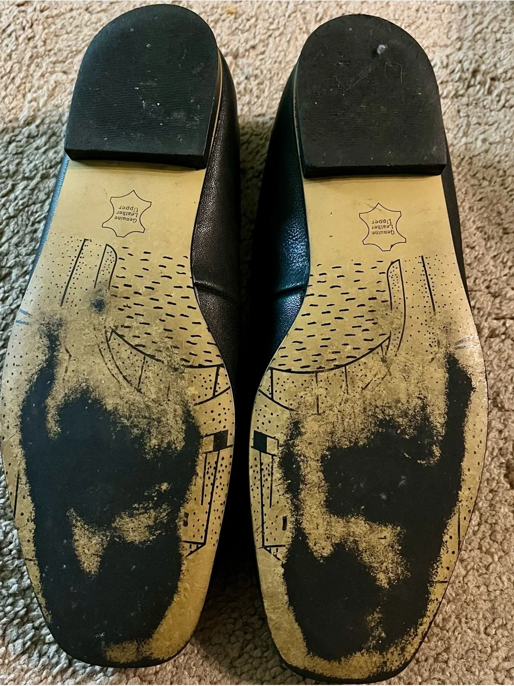 Bella Vita Black Leather Square-Toe Ballet Flats